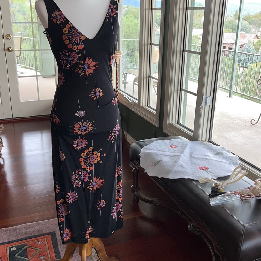 Nicole Miller Rayon Fitted Dress Modernist Print